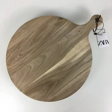 ZARA HOME Round Cutting Board w/ Legs Acacia Wood 13.75" Dia MSRP $49.90 NWT