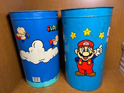 ◇◇ RETRO ビンテージ 硝子キャビネット B ◇◇ 2 SET]Super Mario Bros 1 1985 Trash Can Kurobgane Nintendo NES