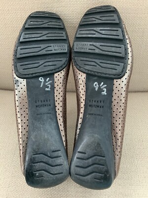 Stuart Weitzman Bronze Perforated Leather Driving Mocs  display picture 2