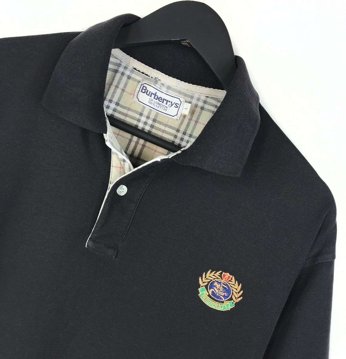 トップス Burberry london black nova poloshirt dl VTG Burberry London Black Polo Shirt Nova Check Logo Short