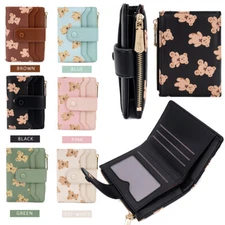 Leather Wallet for Women Card Holder Small Bifold Zipper Pocket Coin Cash Purse