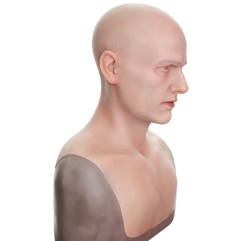 Silikon realistische Maske Kopfbedeckung männlich Crossdresser Cosplay Maskerade - Bild 4 von 4