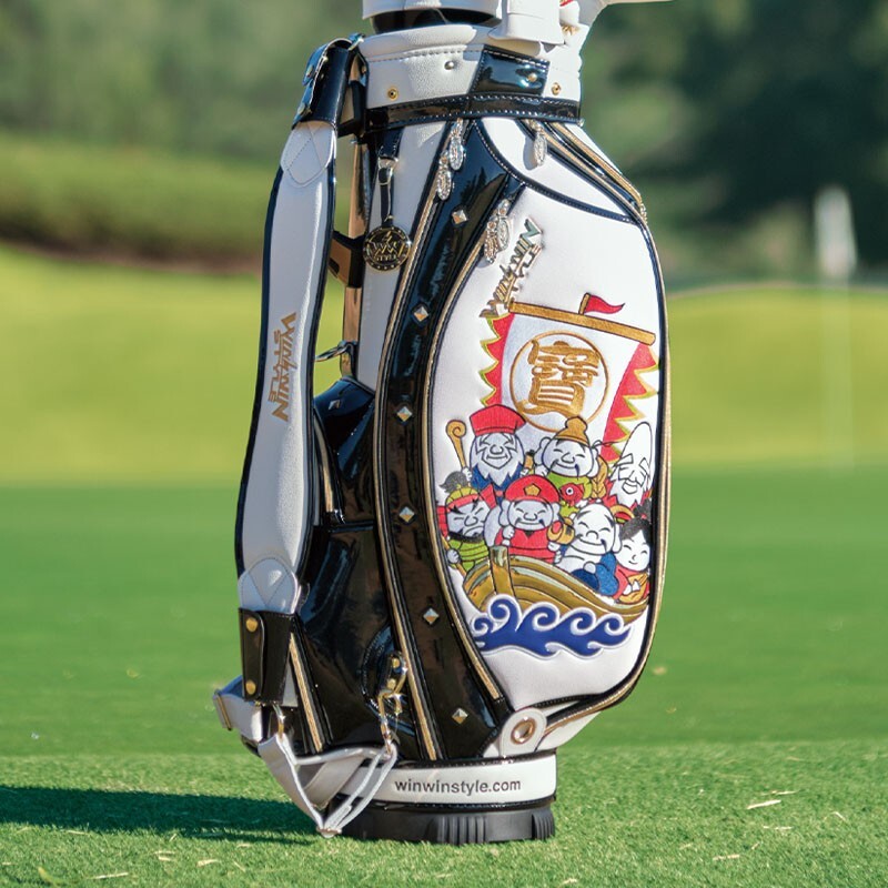 WINWIN STYLE Golf Japan 2023 SEVEN GODs CART BAG CB381 Black Caddy 9.0