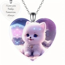 Fashionable And Cute Love Glass Crystal Pendant Necklace For Boys And Girls