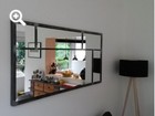 Miroir fenêtre industriel en métal - L. 60 x H. 140 cm - Noir - SCIARA