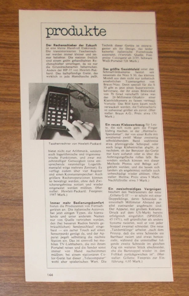 Seltene Werbung | Review TEXAS INSTRUMENTS TI-35 Taschenrechner BRAUN NIZO 1972 - Bild 1 von 1