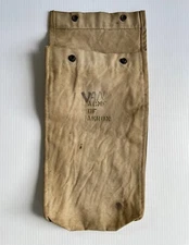 Antique Acme Of Akron Canvas Bag With Hook And Snaps 3x8x14”