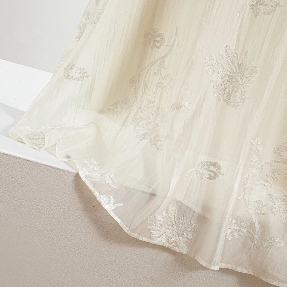 OFF WHITE Abito donna moda ricamato tencel lungo smanicato gilet vestito gonna linea A