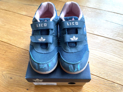 LICO: Sportschuhe Active Indoor m. Klett grau - blau / rosa   Gr. 34