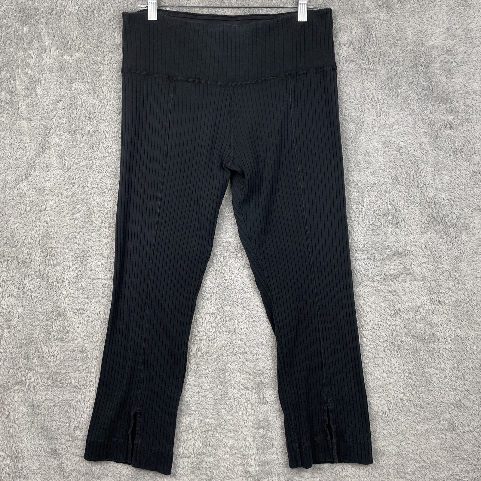 Nike Yoga Pants Womens XL Black Ribbed Athleisure Activewear Slit Front $70 New