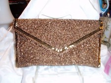 Gorgeous BRONZE SEED  TUBULAR BEADS, Beaded Clutch Handbag