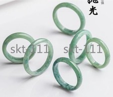 Certified Green Burma Natural Grade A Jade jadeite Circle Ring USA 4 -11.5 