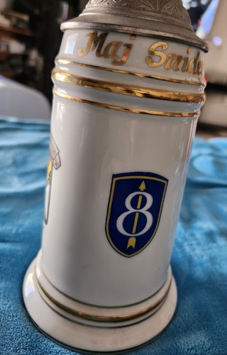 Rare German Beer Stein Ceramic Porcelain With Pewter Lid Vintage Antique - Picture 6 of 13