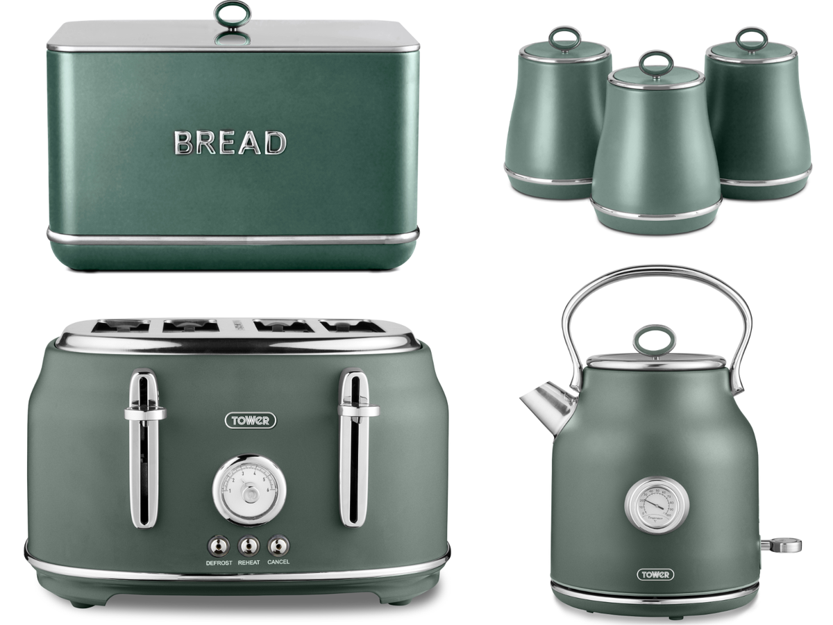 Tower Renaissance Kettle Slice Toaster Bread Bin Canisters Set