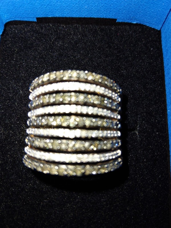Champagne Brown & White Diamonds Band Ring SIZE 7