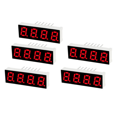 Common Anode 12 Pin 4 Bit 1.26 x 0.39 x 0.23 Inch 0.28'' Red LED Display 5pcs