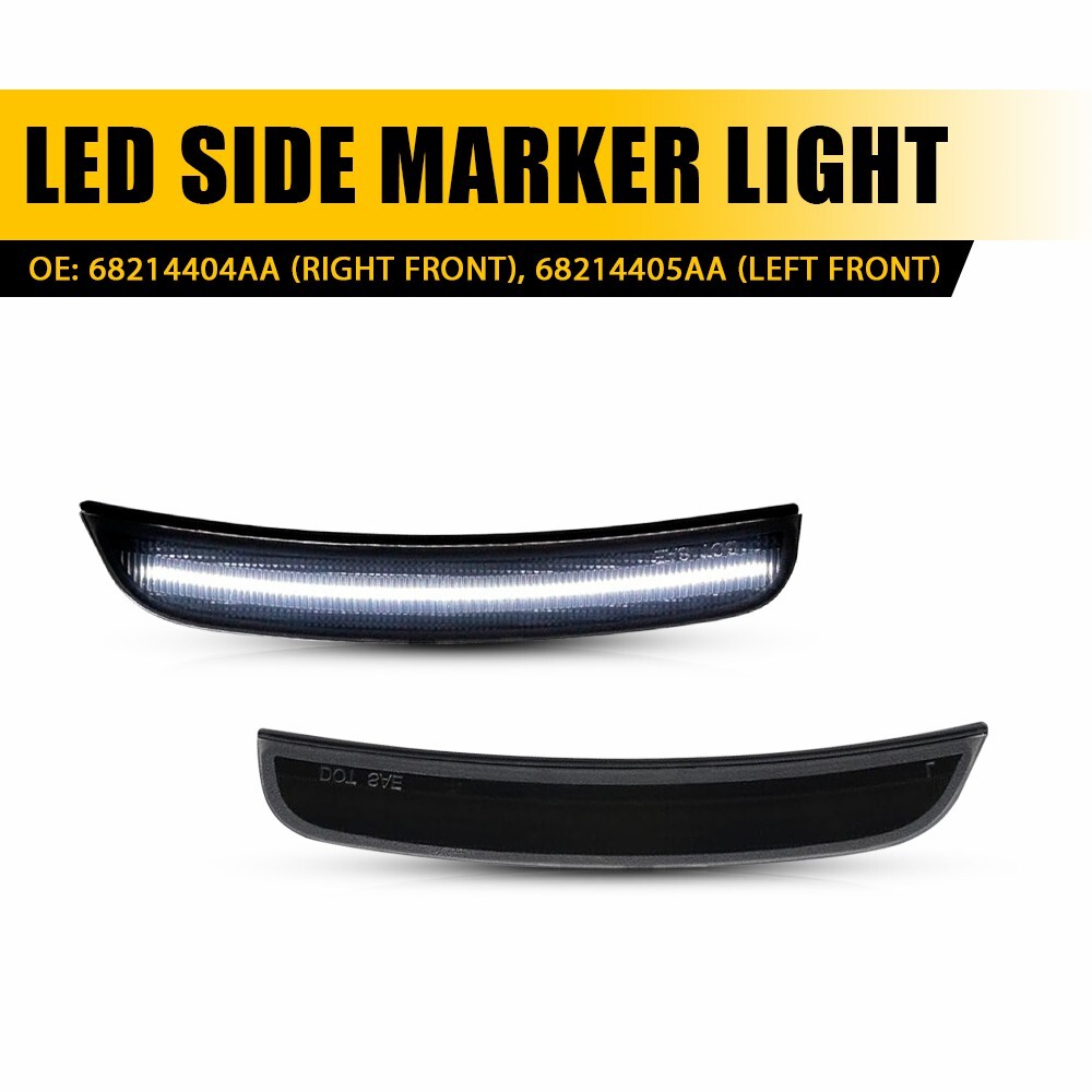 2pcs Smoked Front LED Side Marker Lights For 2015-2022 Dodge Charger