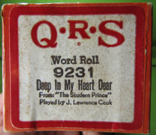 "Deep In My Heart Dear" The Student Prince QRS Piano Player Roll 9231 by J. Cook