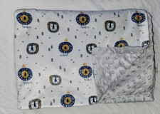 Baby Luxe Blanket Animal Lion Yellow Blue Gray Minky Dot Back White