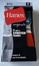 Men's Hanes Originals Ultimate 3-Pack Trunks Moisture-Wicking Stretch Cotton.2XL