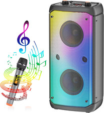 80W Portable Bluetooth Outdoor Party Speaker with Subwoofer and Microphone