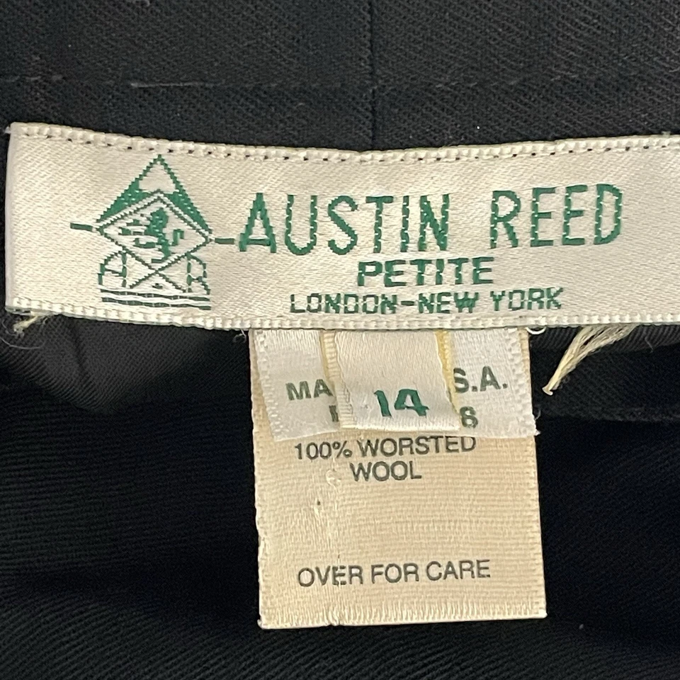 VTG Austin Reed Black Worsted Wool High Rise Trouser Pants Size 14P (30x27.5) - Image 3 of 4