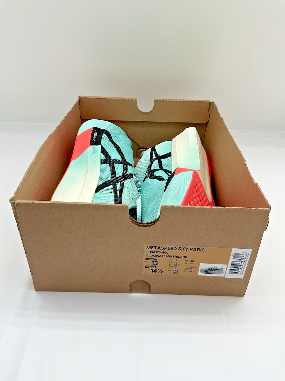 Asics Metaspeed Sky Paris Illuminate Mint/Black Men's Size 13 NEW