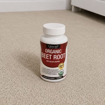 Organic Beet Root Tablets 90 Count 2040mg Dietary Supplement Energy Circulation 