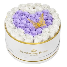 Preserved Flowers 47-Piece Forever Real Roses in Suede Box Gift for Her Wife ...