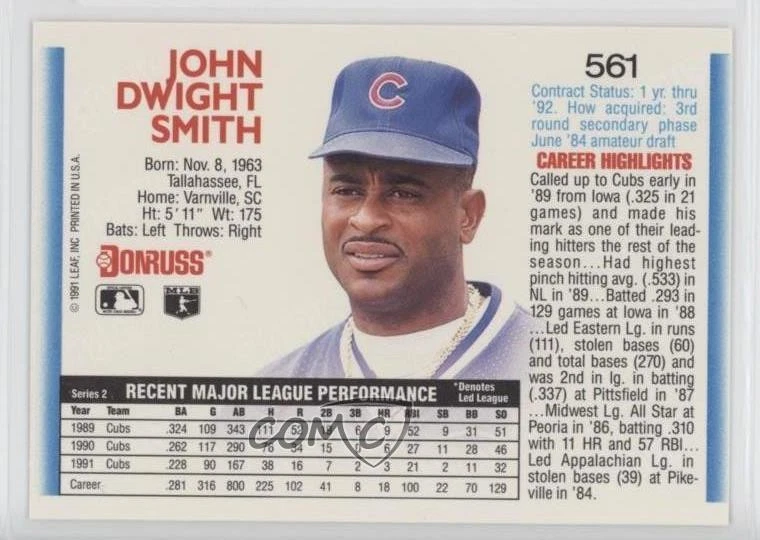 1992 Donruss Dwight Smith #561 - Image 2 of 2