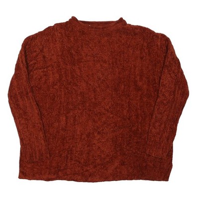 CLASSIC ELEMENTS Damen Rust Uni Grobstrick Pullover Rundhalsausschnitt M