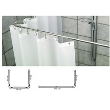 SUPPORTO TENDA DOCCIA IN ACCIAIO GRIGIO BAGNO 80X80X80 BASTONE ASTA TELAIO CURVO