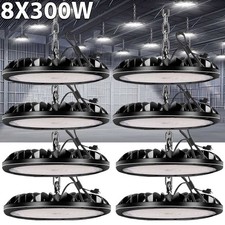8 Pack 300W UFO LED High Bay Light Shop Warehouse Industrial Factory Commercial