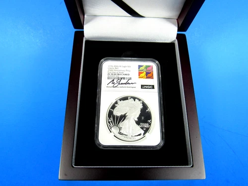 2026 W Silver Eagle, Dual Date, Liberty Bell  NGC Pf 70 Ucam FDOI, Gaudioso Sig.