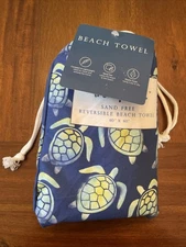 Truly Lou Beach Towel Sand Free Reversible 60“x60“ Blue Green Turtles 