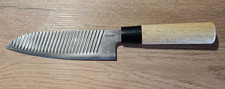 Couteau japonais Santoku, Gimel, Lame alvéolée acier inox 16,5 cm, Manche bois