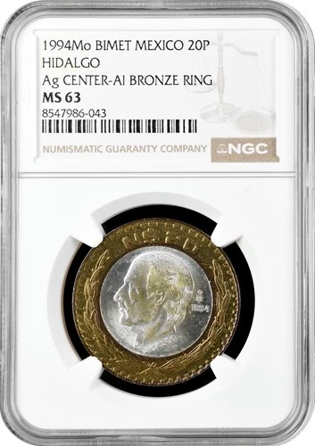 Mexico 20 pesos 1994 Mo, NGC MS63, "Miguel Hidalgo (1753 - 1811)"