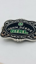 John Deere Girl Belt Buckle, Leaping Deer Licensed Western Framed, Green Enamel