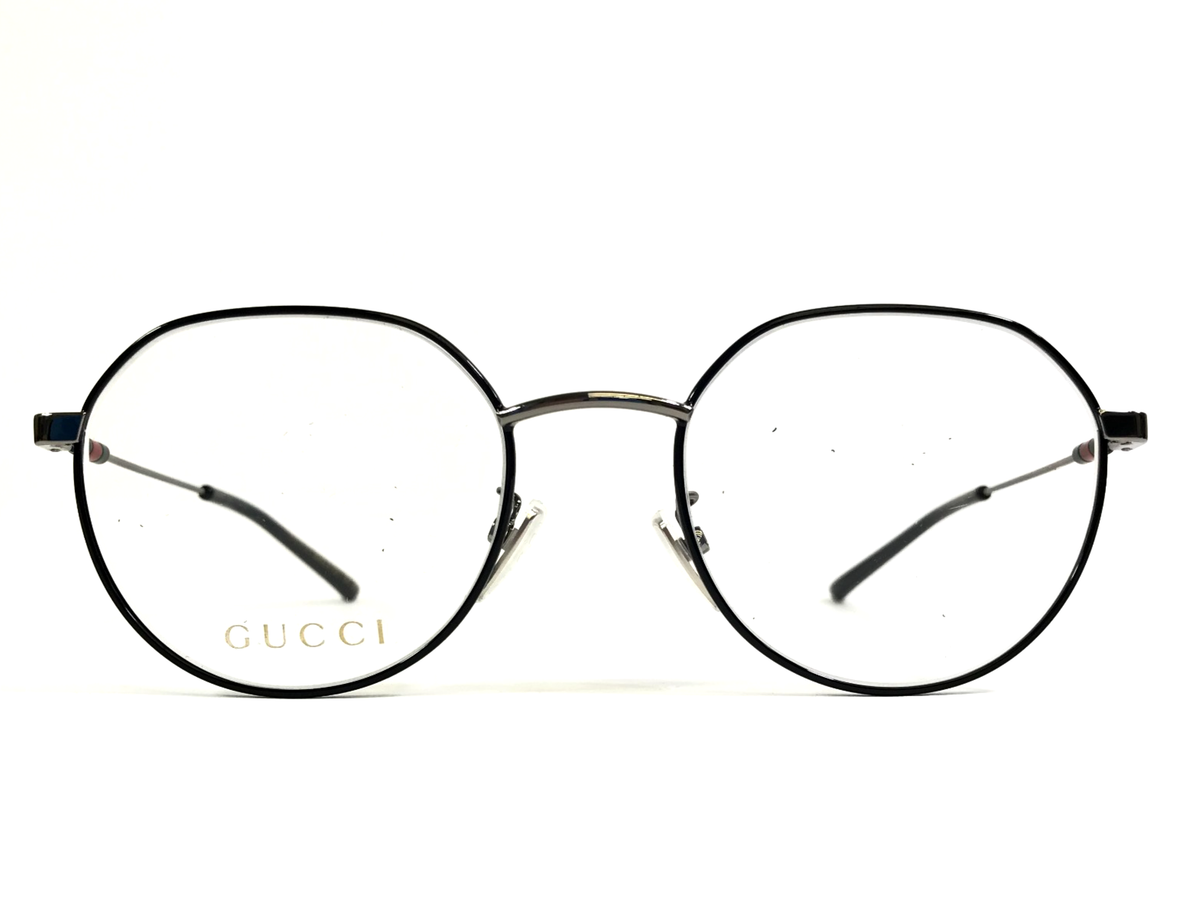 Gucci Eyeglasses Frames GG2141OK 002 Black Silver Round Wire Rim