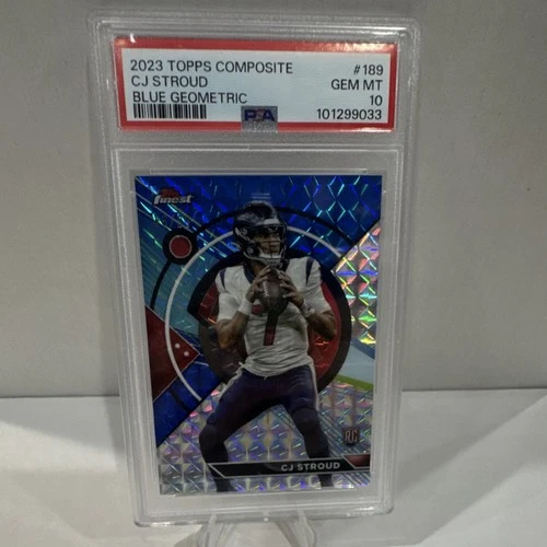 Topps Composite CJ Stroud #189 Blue Geometric Refractor /99 RC PSA 10
