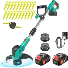 Electric Weed Wacker 21V String Trimmer with 2 Standard, Light lake green 