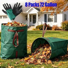 8 Pack Reusable Garden Waste Bags 72 Gallon Yard Leaf Lawn Trash Waste Bags