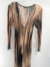 Fashion Nova Ivory Long Sleeve Deep V Neck Bodycon Dress Size XS Preowned