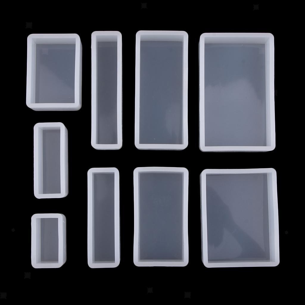 9x Resin Casting Mold Rectangle Silicone Mould Jewelry DIY