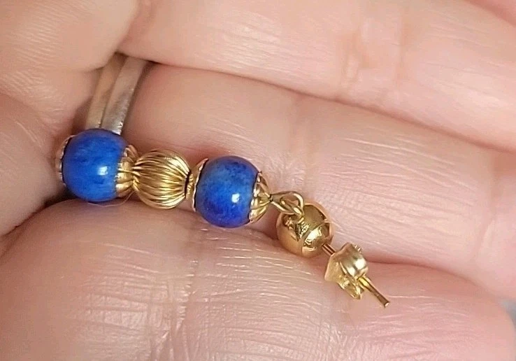 Lapis Lazuli 14k Yellow Gold Dangling Earrings - Image 4 of 4