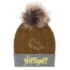 Image of Official Harry Potter Hufflepuff Fur Bobble Hat NEW