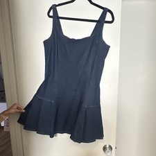 GAP Blue Denim Mini Dress Square Neck Sleeveless w/Side Pleats Regular Size XL