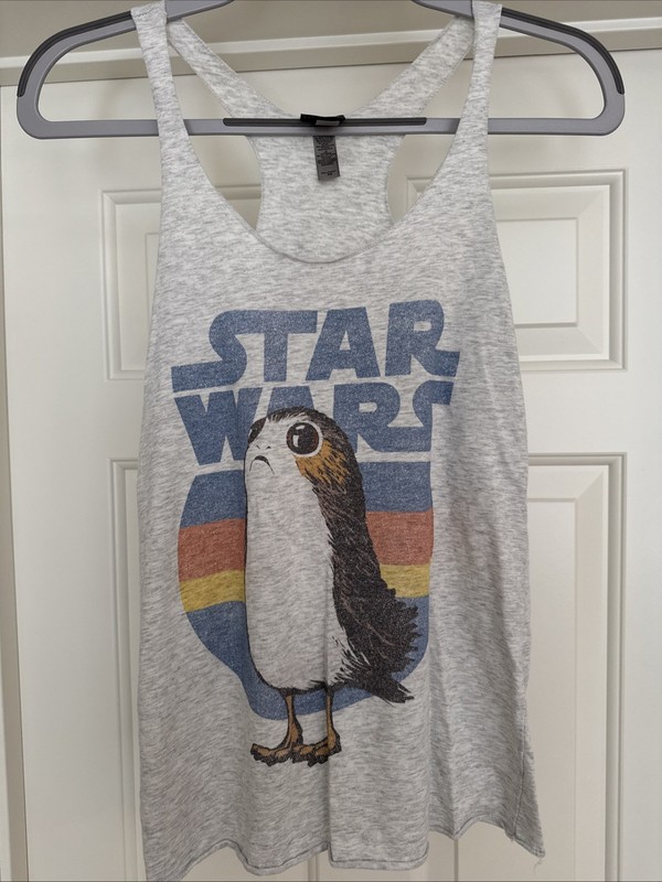 Walt Disney World Next Level Tank Top Star Wars Porg Gray XS