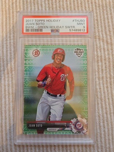 Juan Soto [Green Holiday Sweater] #THJSO 2017 Topps Holiday Bowman card