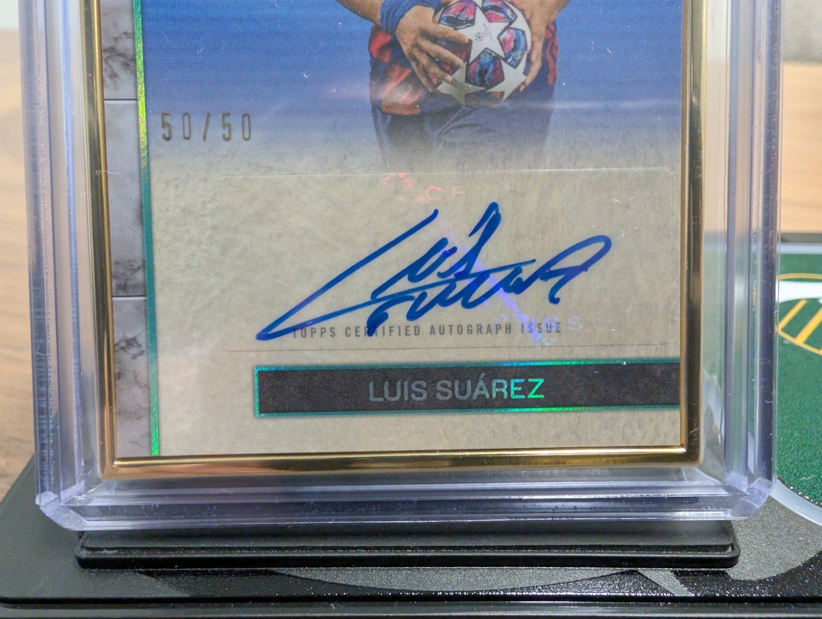 2025/26 Topps Museum UEFA Club Competitions Luis Suarez Framed Autograph 50/50 view 3